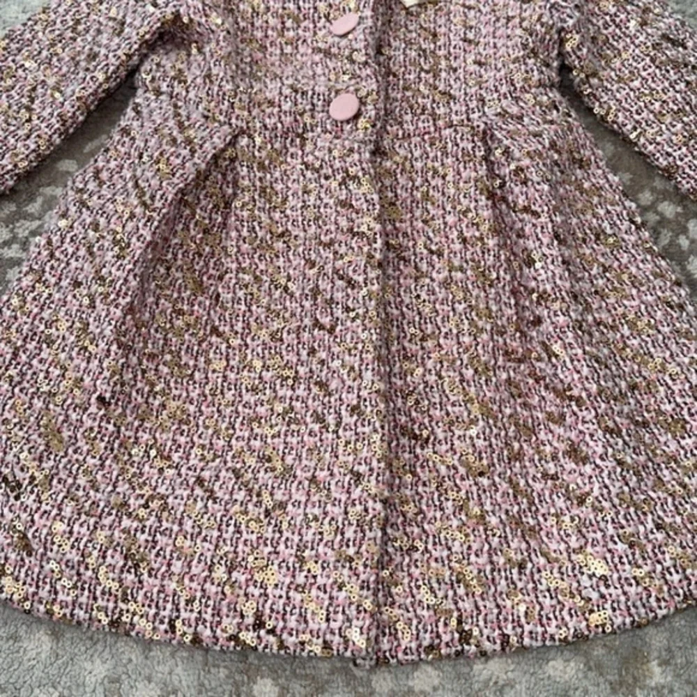 Disney Princess‎ Pink Tweed & Gold Sequin Girls Coat Size 4